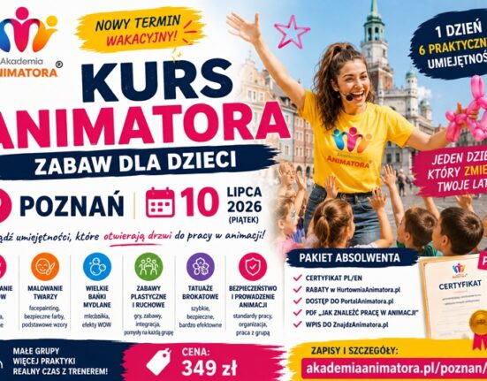 Kurs Animatora Zabaw dla Dzieci – Poznań, 10 lipca 2026 (piątek) | Nowy Termin Wakacyjny | Akademia Animatora® | Cena 349 zł | akademiaanimatora.pl/poznan