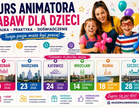Kurs Animatora Zabaw dla Dzieci w Poznaniu 10 lipca 2026 – plakat Akademii Animatora®