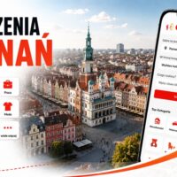 Baner Ogłoszenia Poznań GoGa.pl z widokiem na Stary Rynek i ratusz oraz kategoriami: nieruchomości, motoryzacja, praca, dom i ogród, elektronika, moda